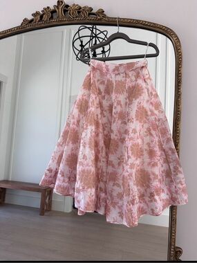 Zimmermann size 2 Pink and Tan Floral Circle Skirt